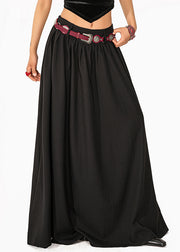 Original Design Black Elastic Waist A Line Skirt