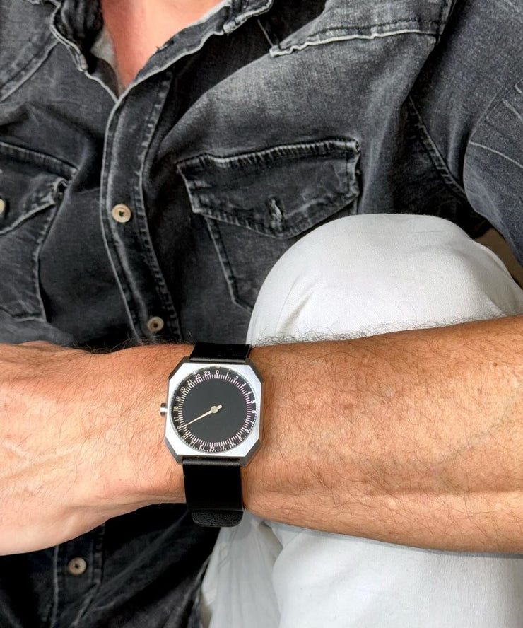 Original Design Black Leather Quartz Movement Square Watches