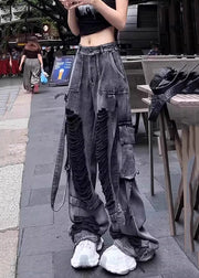 Original Design Black Oversized Denim Ripped Pants Fall