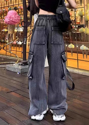Original Design Black Oversized Denim Ripped Pants Fall