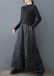 Original Design Black Oversized Jacquard Wide Leg Pants Summer