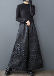 Original Design Black Oversized Jacquard Wide Leg Pants Summer
