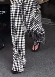 Original Design Black White Plaid High Waist Cotton Pants Summer