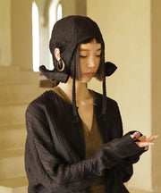 Original Design Black Wrinkled Linen Boonie Hat