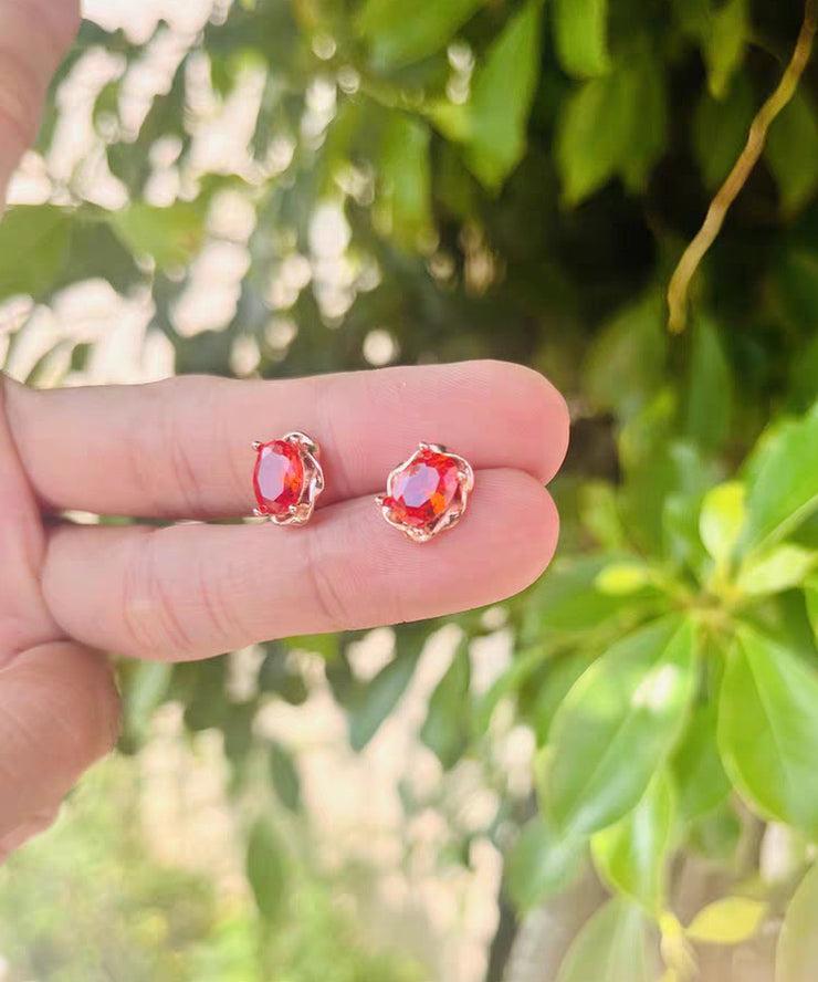 Original Design Blue Alloy Inlaid Gem Stone Stud Earrings