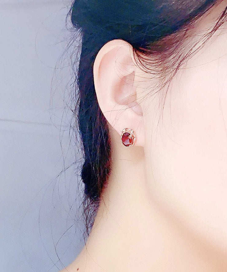 Original Design Blue Alloy Inlaid Gem Stone Stud Earrings