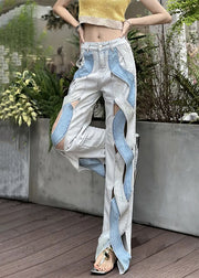 Original Design Blue Hollow Out High Waist Denim Pants Summer