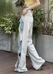 Original Design Blue Hollow Out High Waist Denim Pants Summer