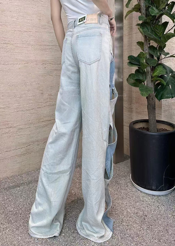 Original Design Blue Hollow Out High Waist Denim Pants Summer