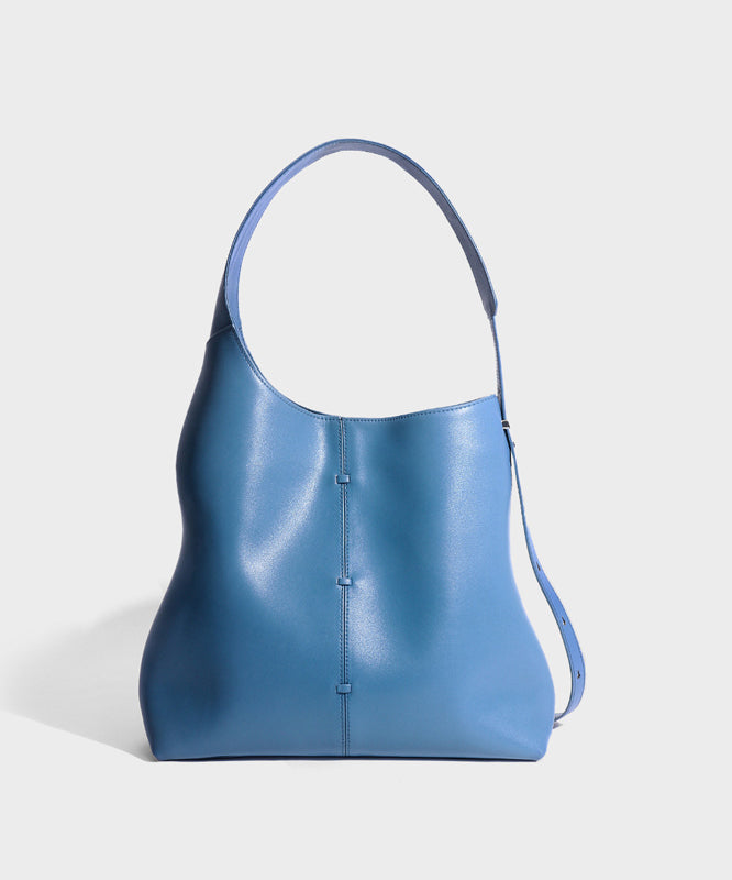 Original Design Blue Large Capacity Calf Leather Shoulder Bag