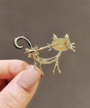 Original Design Blue Metal Zircon Drip Glaze Little Cats Brooches