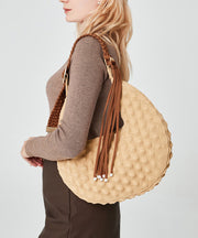 Original Design Brown Cotton Large Capacity Hobo Bag