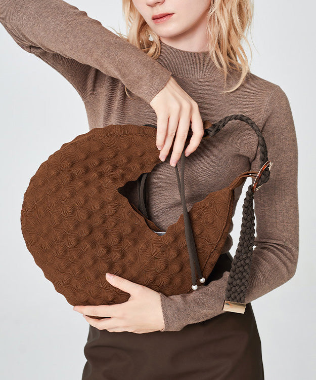 Original Design Brown Cotton Large Capacity Hobo Bag