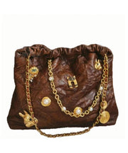 Original Design Brown Faux Leather Chain Linked Shoulder Bag