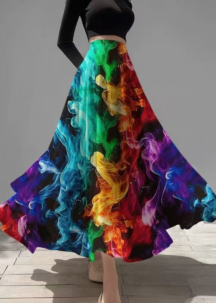 Original Design Burning Flames Print Chiffon Skirts Summer