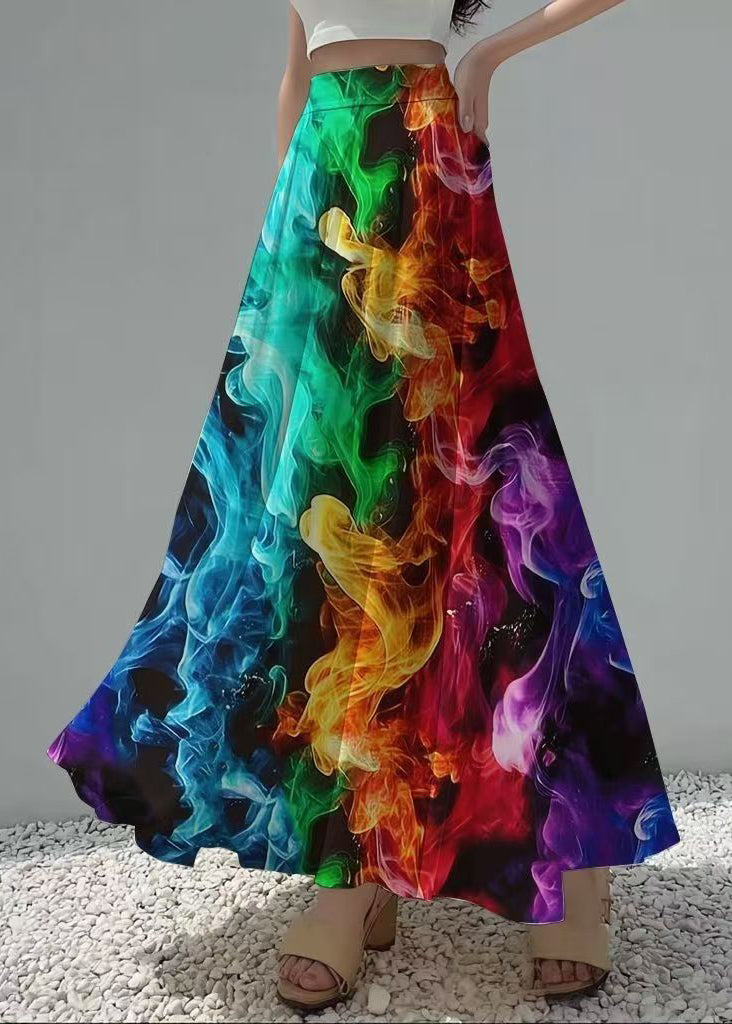 Original Design Burning Flames Print Chiffon Skirts Summer
