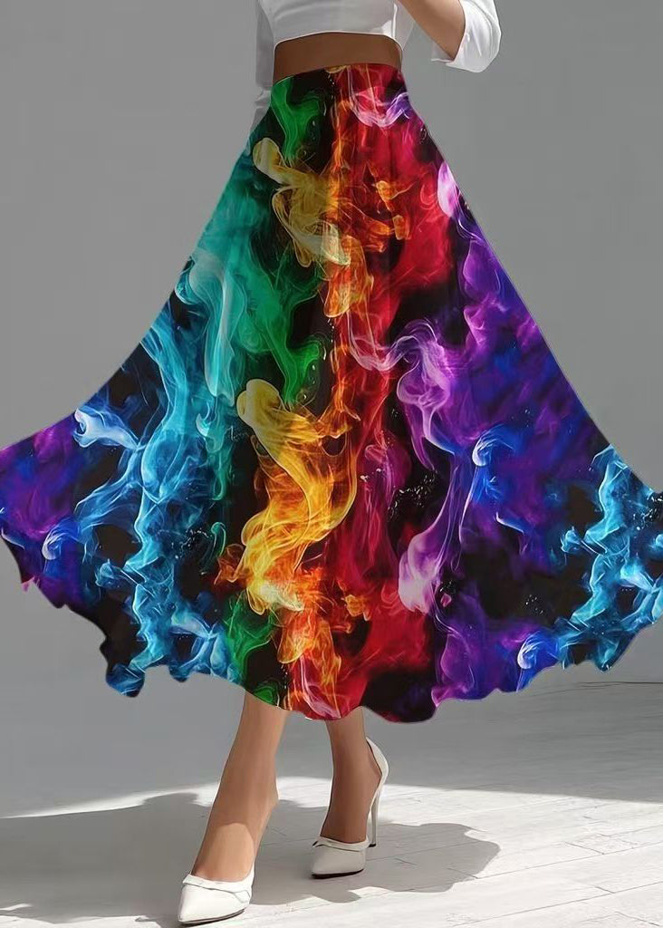 Original Design Burning Flames Print Chiffon Skirts Summer