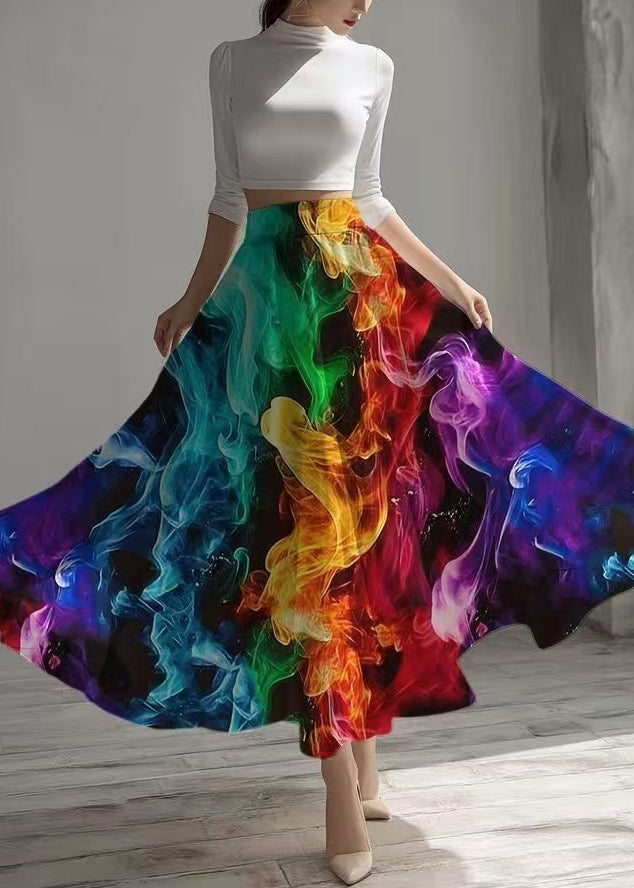 Original Design Burning Flames Print Chiffon Skirts Summer