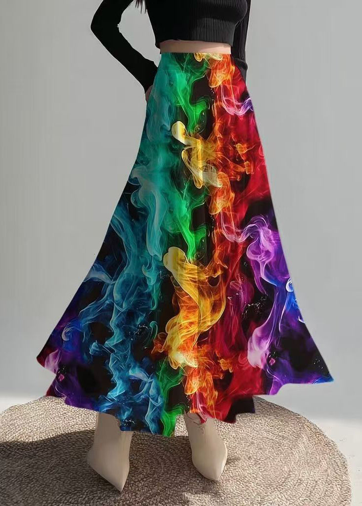 Original Design Burning Flames Print Chiffon Skirts Summer
