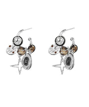 Original Design Coffee Metal Star Button Hoop Earrings