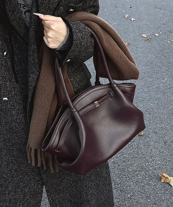 Original Design Coffee Red Versatile Large Capacity Shoulder Bag