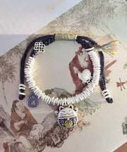 Original Design Colorblock 925 Lucky Cat Broken Silver Charm Bracelet