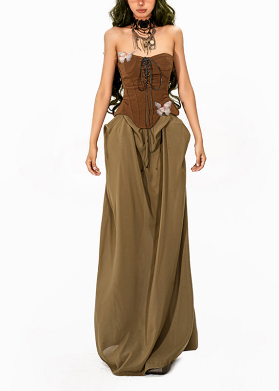 Original Design Colorblock Cold Shoulder Patchwork Maxi Dresses Sleeveless