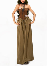 Original Design Colorblock Cold Shoulder Patchwork Maxi Dresses Sleeveless