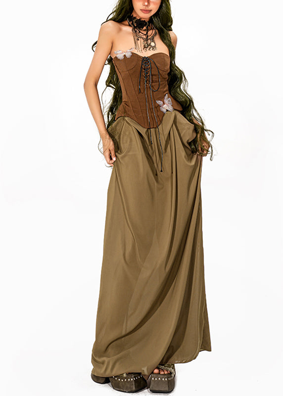 Original Design Colorblock Cold Shoulder Patchwork Maxi Dresses Sleeveless