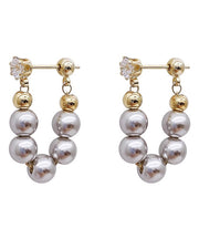 Original Design Colorblock Copper Overgild Pearl Hoop Earrings