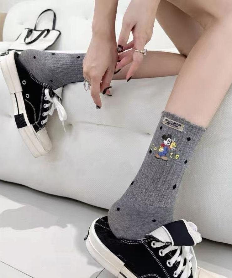 Original Design Cute Versatile Mickey Dot Crew Socks