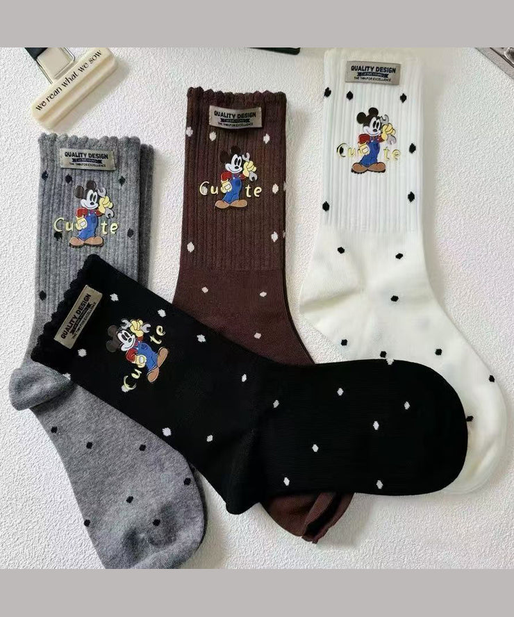 Original Design Cute Versatile Mickey Dot Crew Socks
