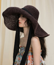 Original Design Dark Purple Big Brim Beach Vacation Breathable Sun Hat