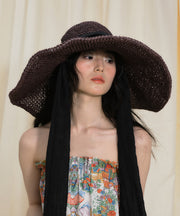 Original Design Dark Purple Big Brim Beach Vacation Breathable Sun Hat