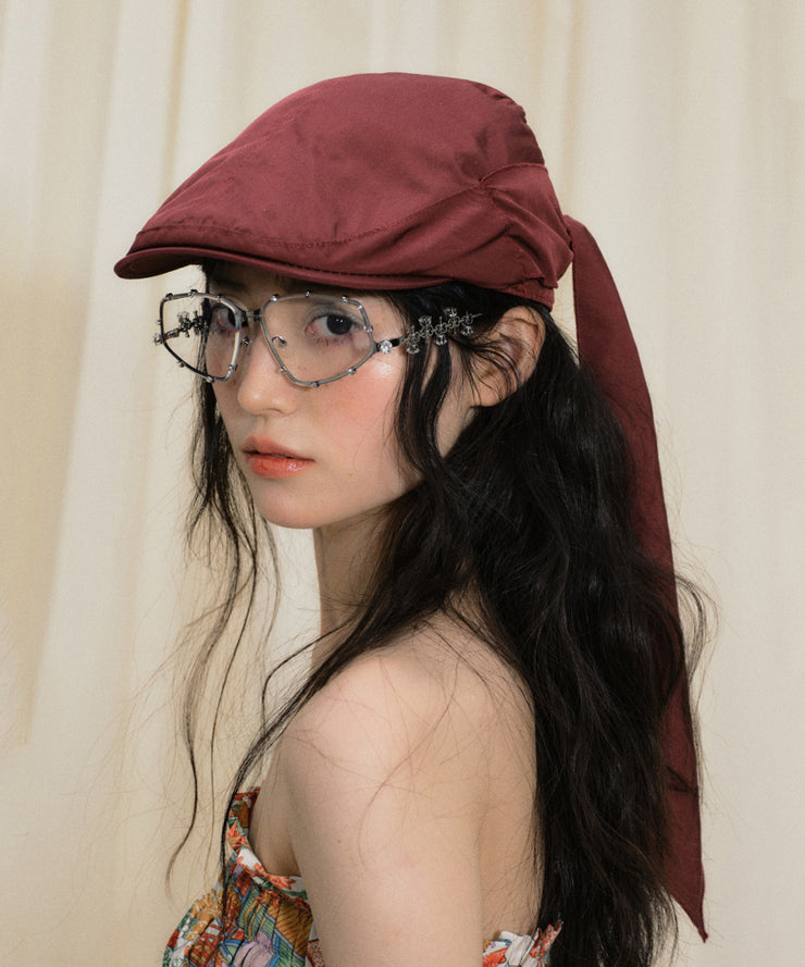 Original Design Dark Red Summer New Bow Breton Hat