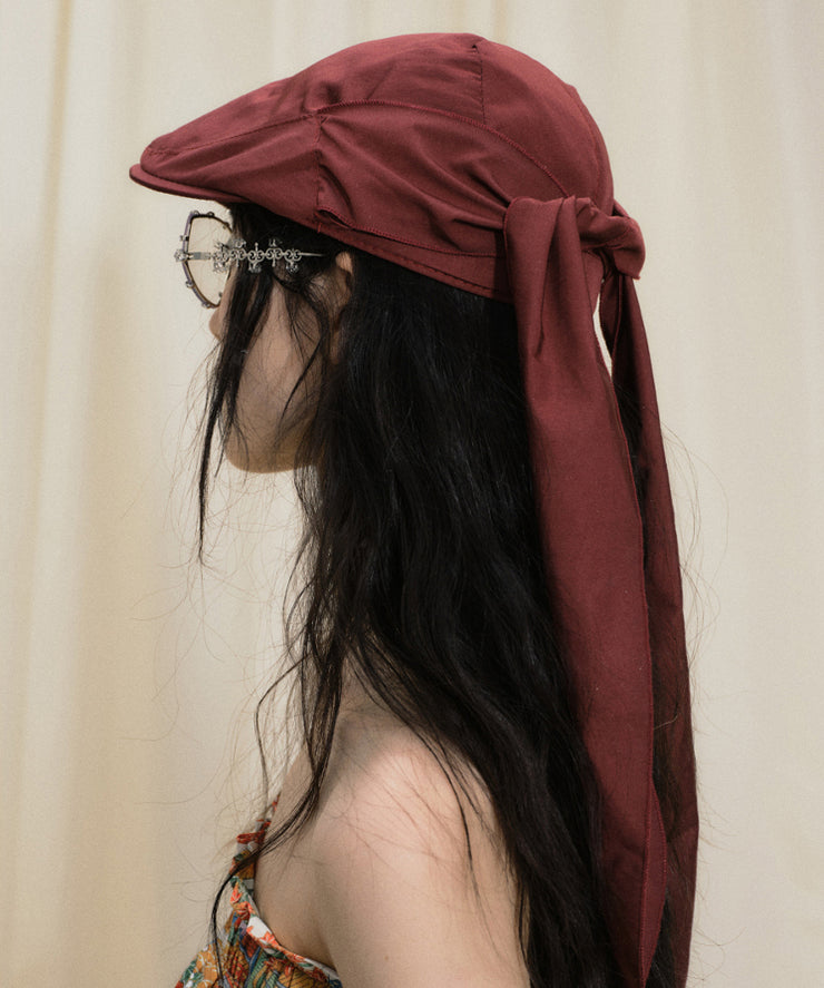 Original Design Dark Red Summer New Bow Breton Hat