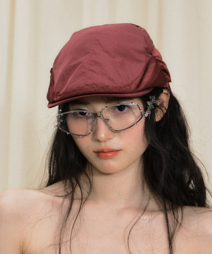 Original Design Dark Red Summer New Bow Breton Hat
