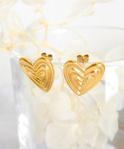 Original Design Gold 14K Gold Heart-Shaped Stud Earrings
