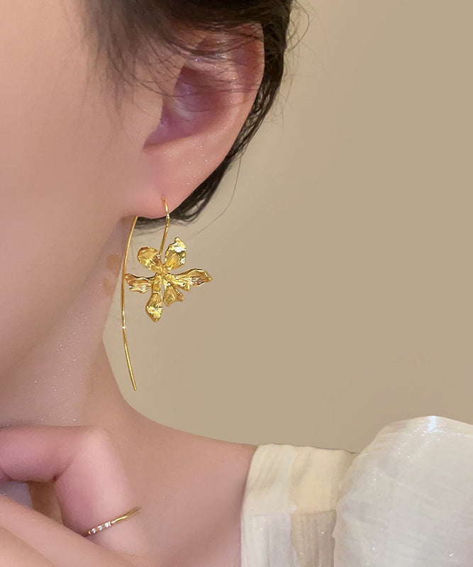 Original Design Gold Alloy Iris Hoop Earrings