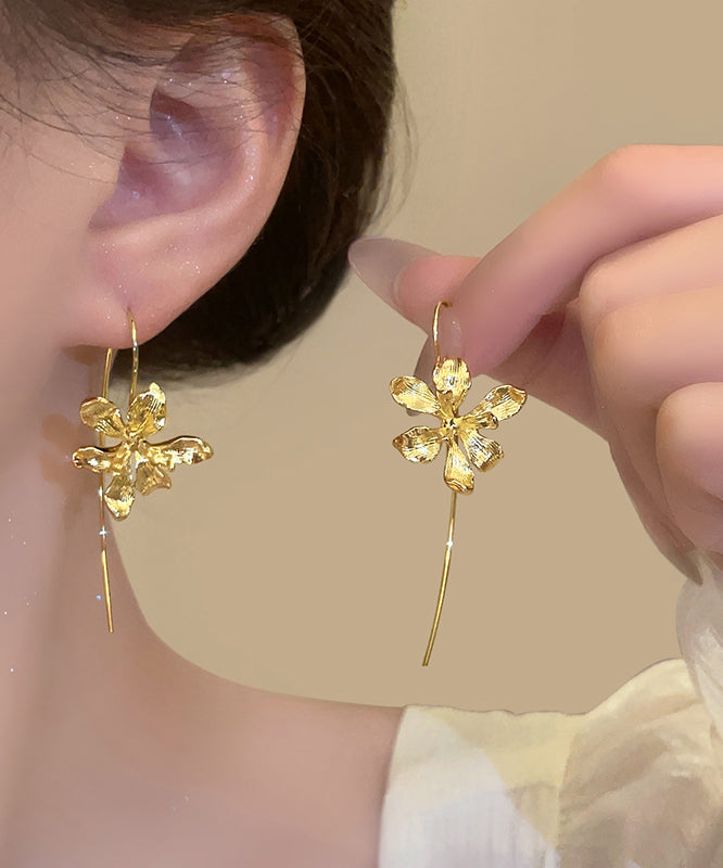 Original Design Gold Alloy Iris Hoop Earrings