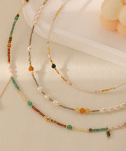 Original Design Gold Alloy Pearl Beading Baby's Breath Pendant Necklace