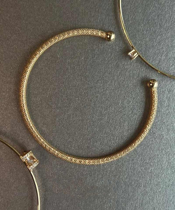 Original Design Gold Alloy Zircon Cuff Three-Piece Set