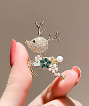 Original Design Gold Alloy Zircon Elk Alloy Zircon Elk Brooches