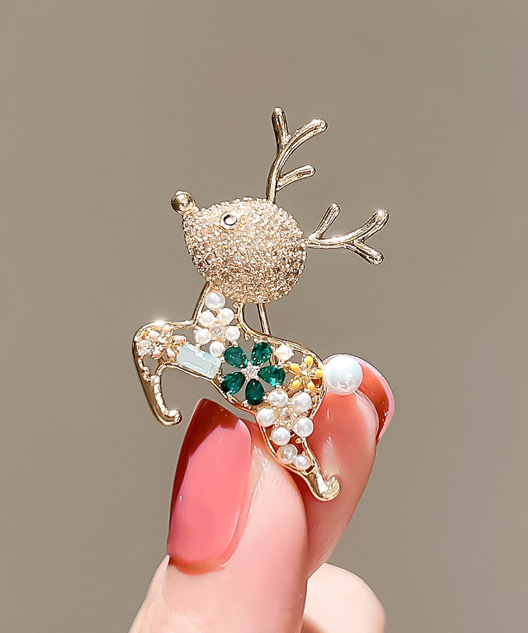 Original Design Gold Alloy Zircon Elk Alloy Zircon Elk Brooches