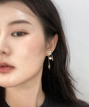 Original Design Gold Copper Alloy Conch Pearl Tassel Drop Earrings