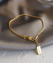 Original Design Gold Copper Alloy Fried Dough Twists Tassel Charm Bracelet
