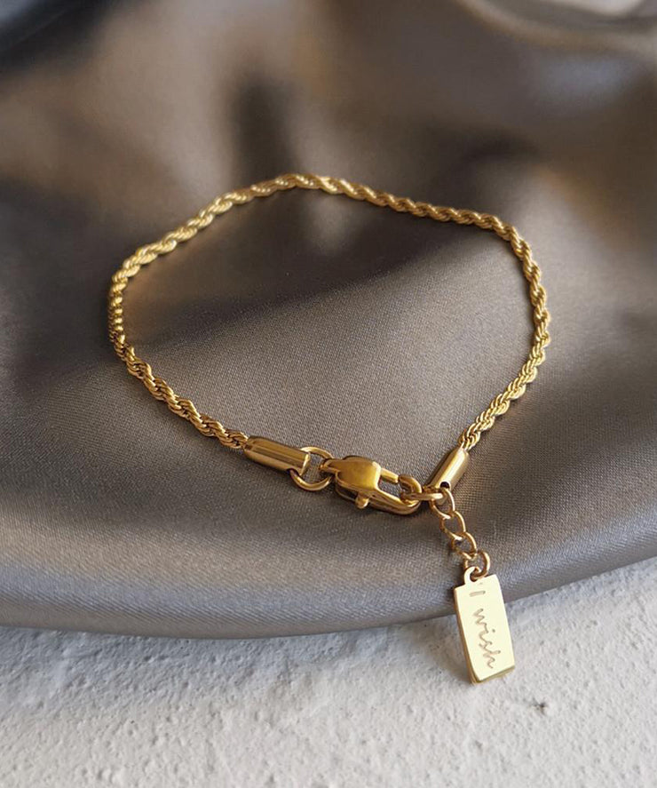 Original Design Gold Copper Alloy Fried Dough Twists Tassel Charm Bracelet