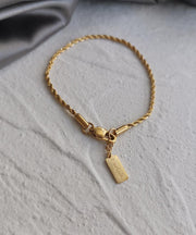 Original Design Gold Copper Alloy Fried Dough Twists Tassel Charm Bracelet