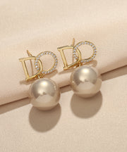 Original Design Gold Copper Alloy Zircon Pearl Drop Earrings