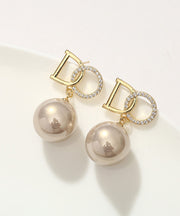 Original Design Gold Copper Alloy Zircon Pearl Drop Earrings